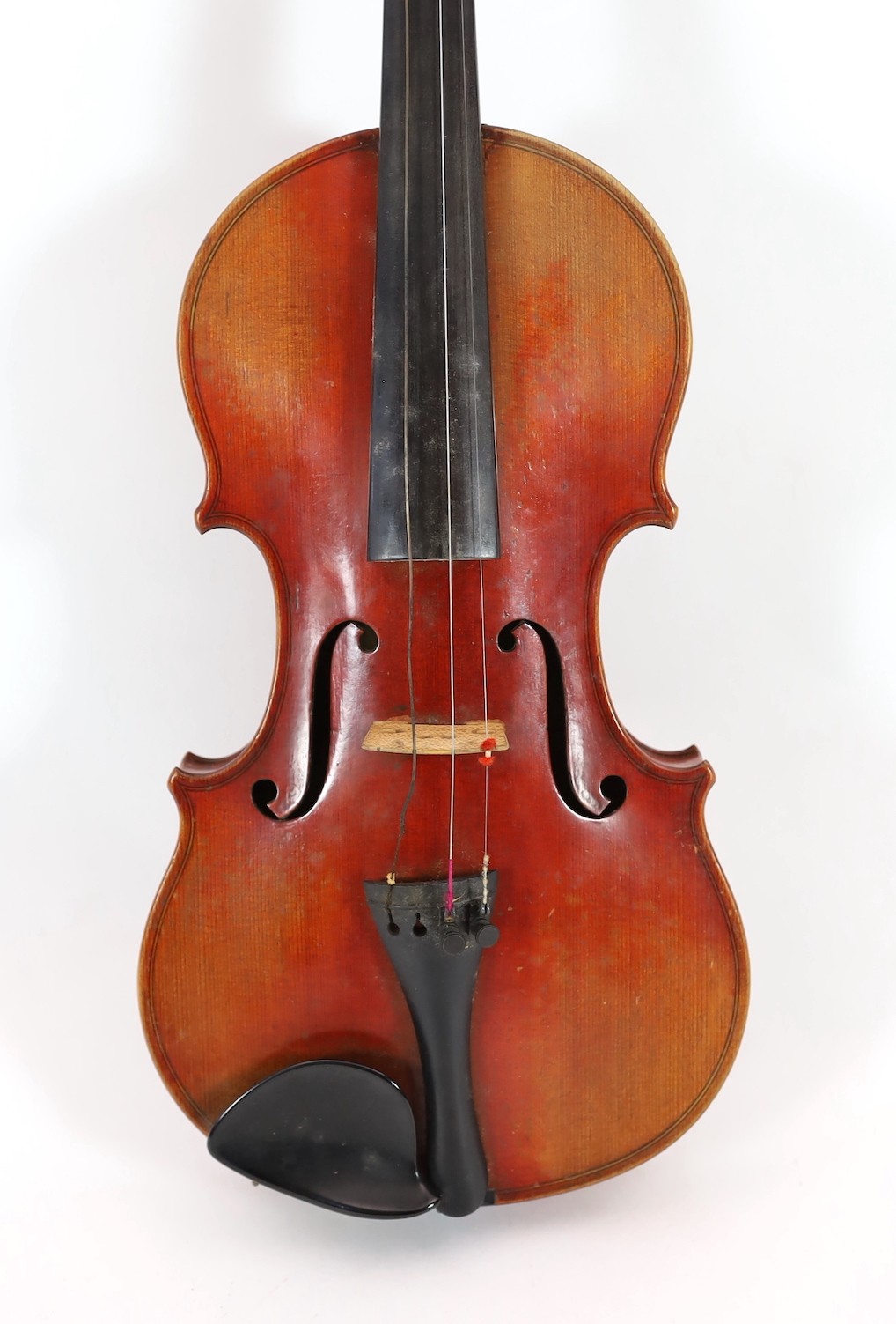 W.E.Hill & Son. An early 20th century violin bow, 74cm, violin back 37cm, overall is 59cm